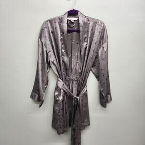 Victoria's Secret Belted Floral Satin Kimono Robe One Size Pockets